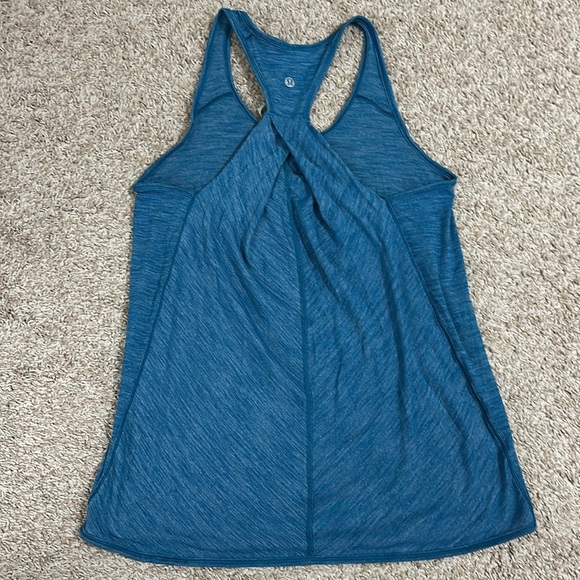 (4) Lululemon Essential Tank Top Heathered Jet Set Blue Small Luon Turquoise - Picture 3 of 4